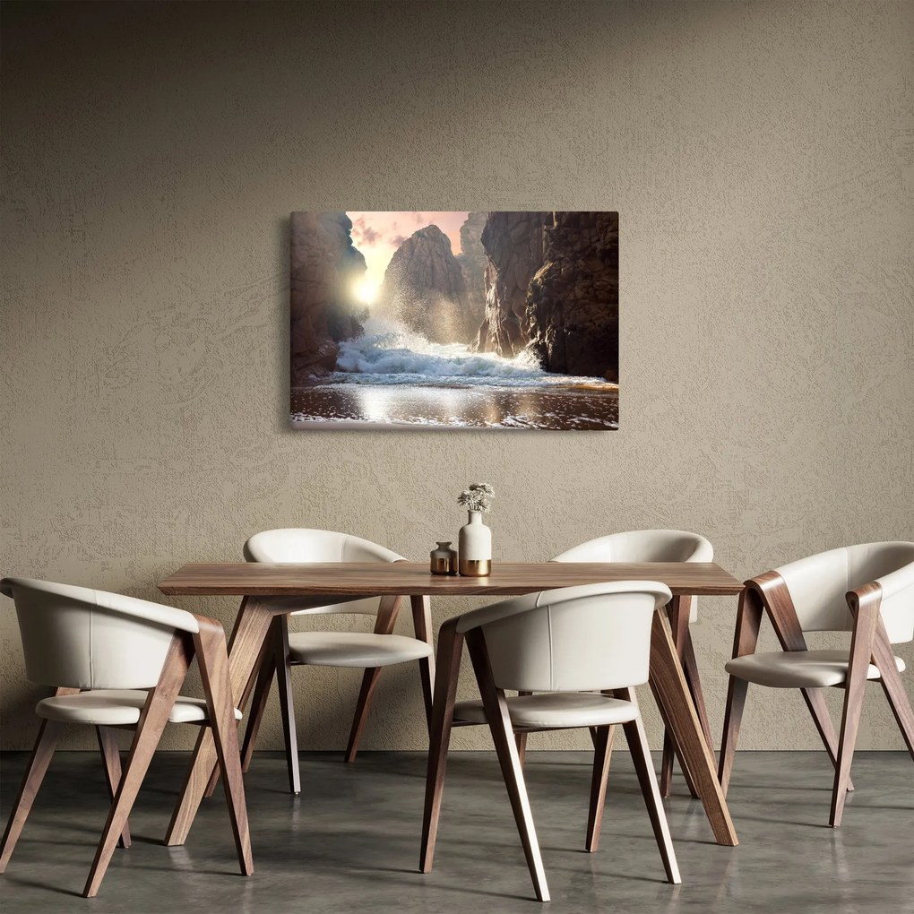 Obraz - Skaly a vlny oceánu (90x60 cm)