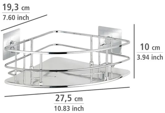 WENKO 23856800-Polica TURBO-LOC QUADRO ED. 27,5x19,3 cm nerez/lesklý chróm