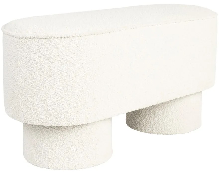 Biela lavica z textílie buklé Marcos – White Label