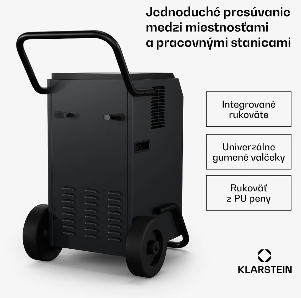Klarstein DuraDry 50L odvlhčovač vzduchu, 50 l/deň, 100 m², nehrdzavejúca oceľ, mobilný, 450 m³/h