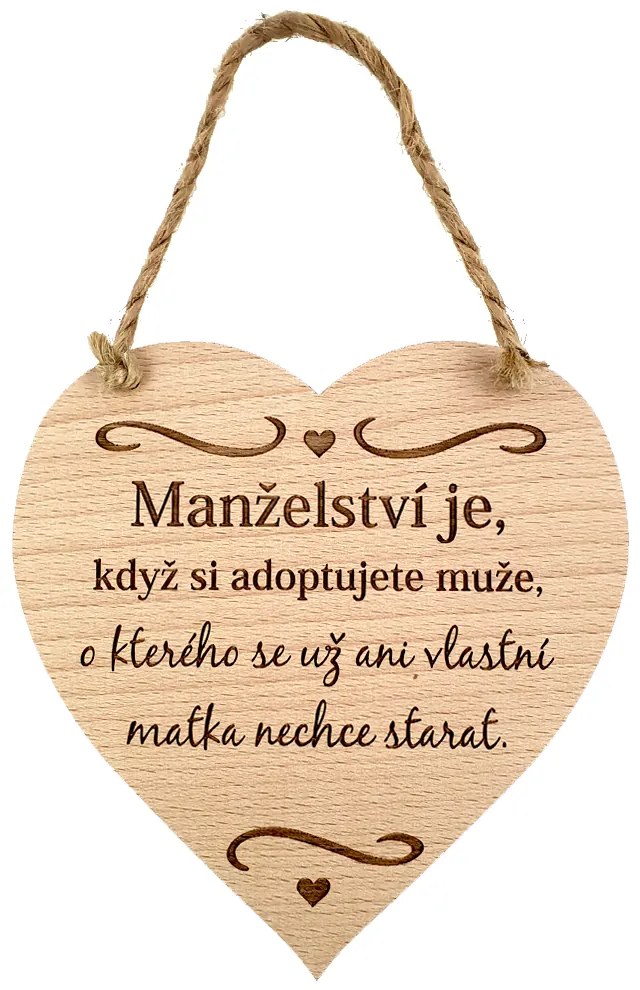 AMADEA Drevené srdce s textom Manželstvo je, keď si adoptujete.., masívne drevo, 16 x 15 cm