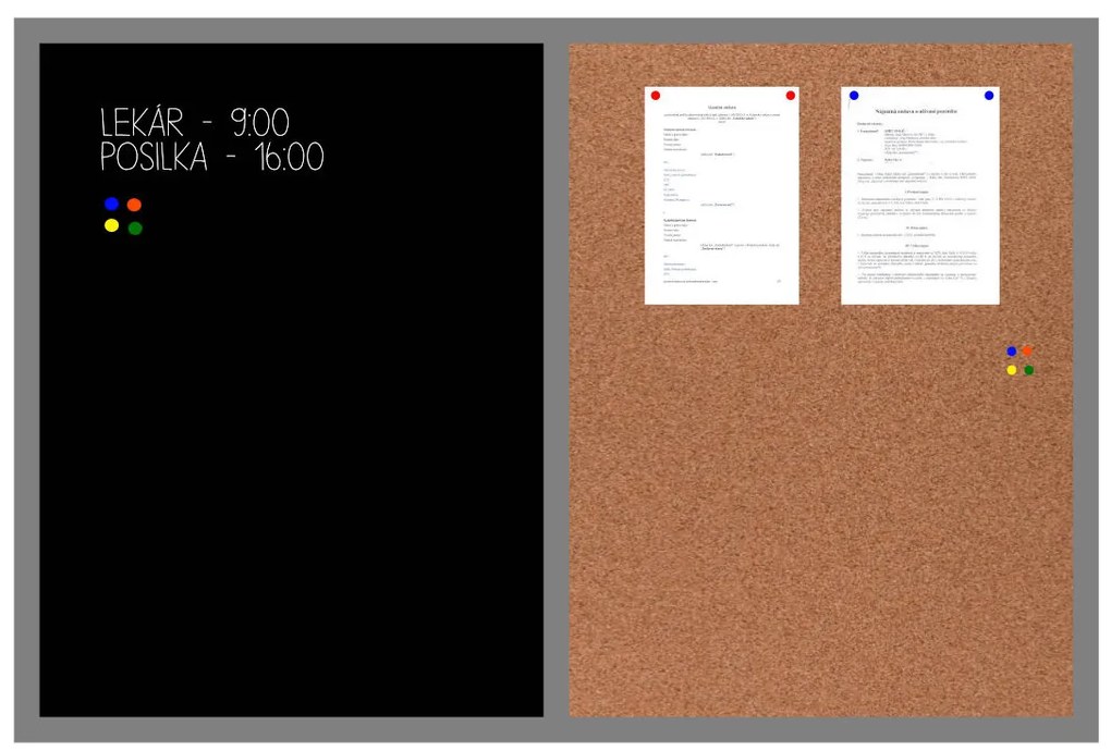 Toptabule.sk  Kombinovaná tabuľa čierna v drevenom ráme + 6 farieb rámu 60x40 cm