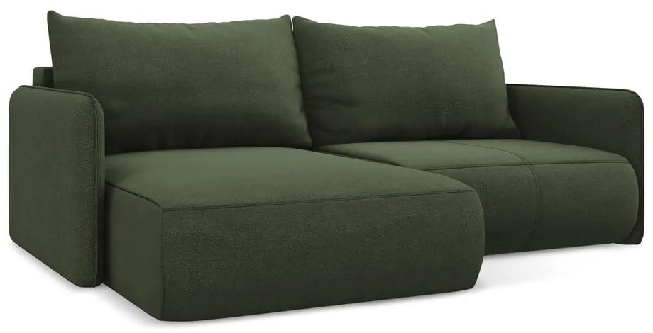 Zelená rozkladacia/s úložným priestorom rohová pohovka (ľavý roh) Nanea – Makamii