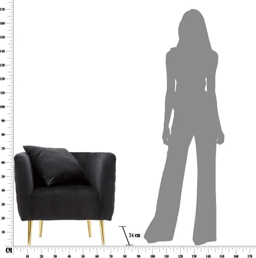 Čierne zamatové kreslo Bucarest – Mauro Ferretti