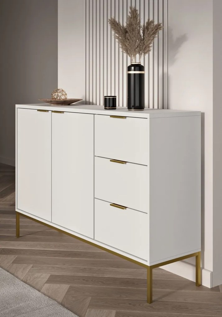 Komoda Austin150 cm biela/zlatá