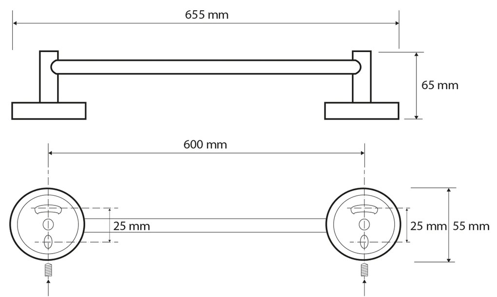 Sapho, X-ROUND E držiak na uteráky 650mm, chróm, XR410