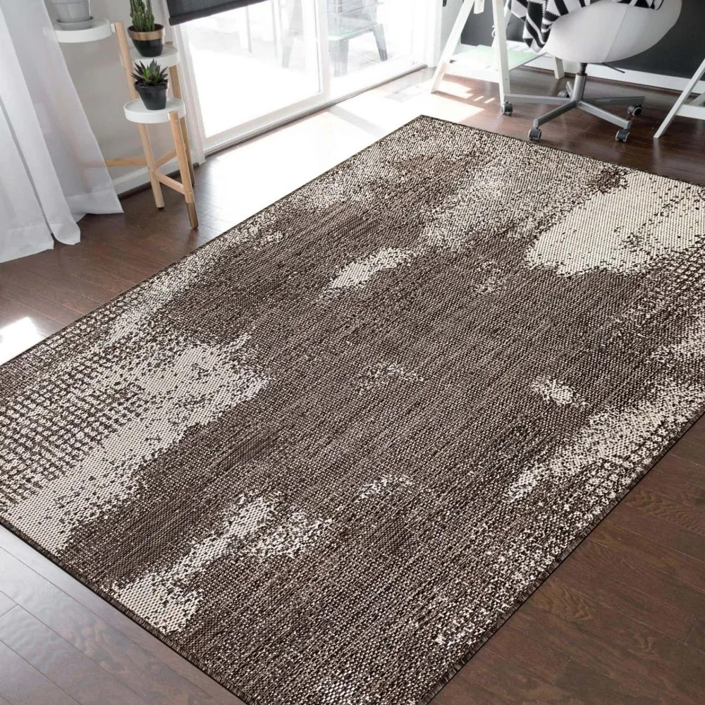 Štýlový koberec s abstraktným vzorom v hnedej farbe Šírka: 120 cm | Dĺžka: 170 cm
