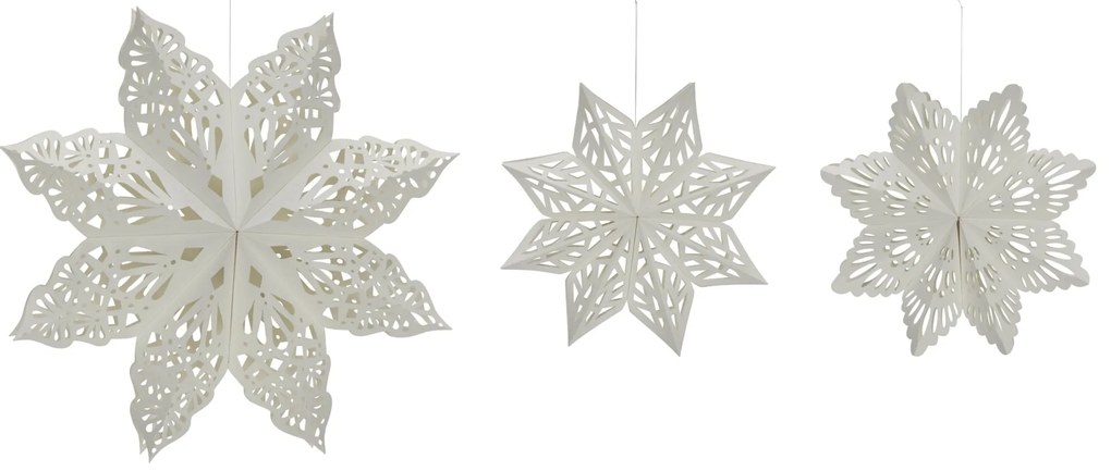 House Doctor Papierová vianočná dekorácia Lehlo Snowflake White – set 3 ks