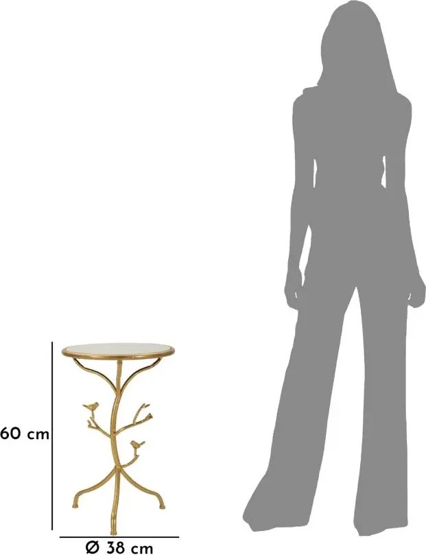 Odkladací stolík Vtáky 38 cm zlatý/mramor