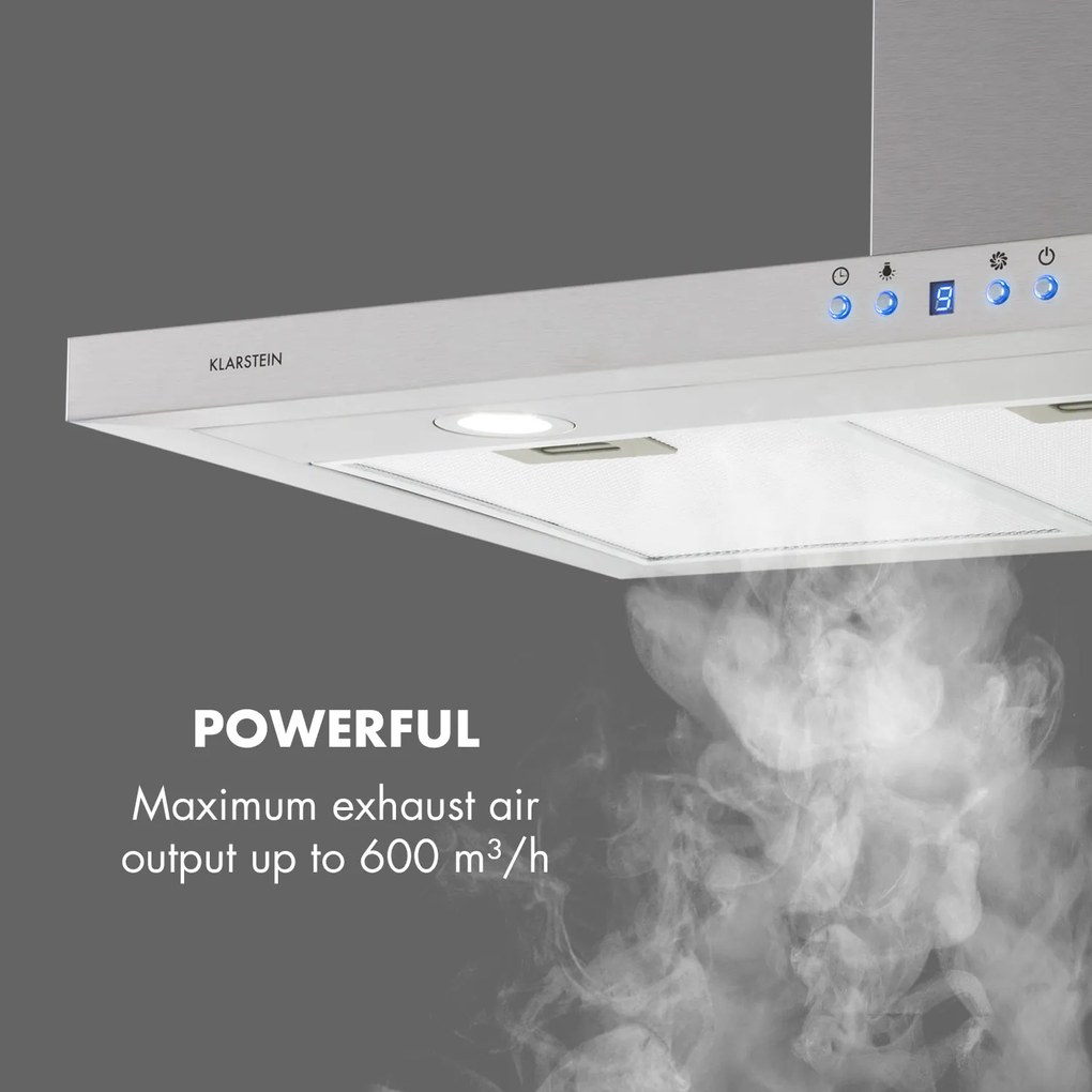 Klarstein Limelight, digestor, 90 cm, nástenný, 600 m³/h, strieborný