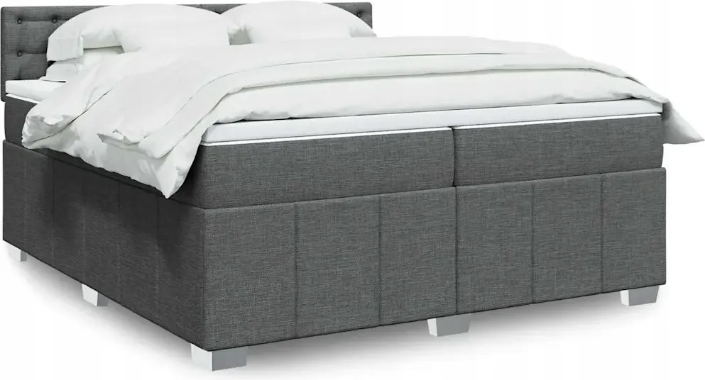 vidaXL Boxspring posteľ s matracom tmavosivá 200x200 cm látka