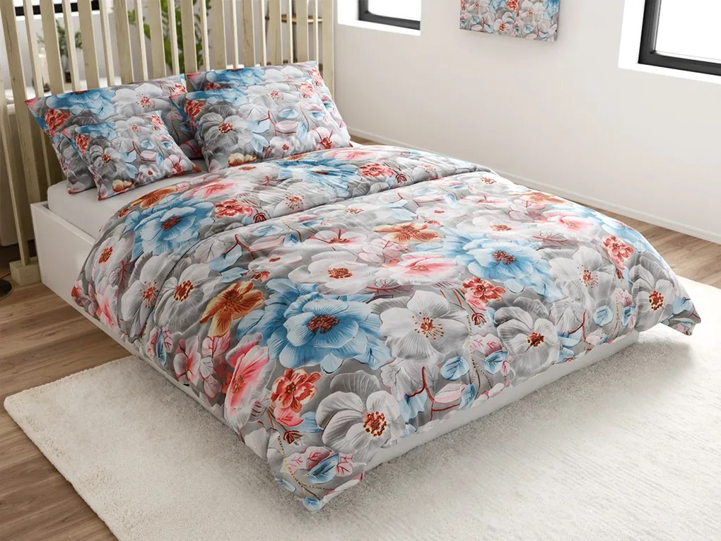 Obliečky z mikrovlákna BLOSSIVA sivá Rozmer obliečky: 2 ks 70 x 90 cm | 200 x 220 cm