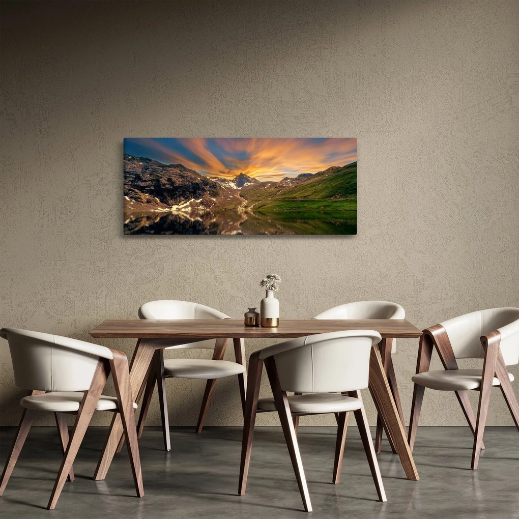 Obraz - Odraz v horskom jazere (120x50 cm)