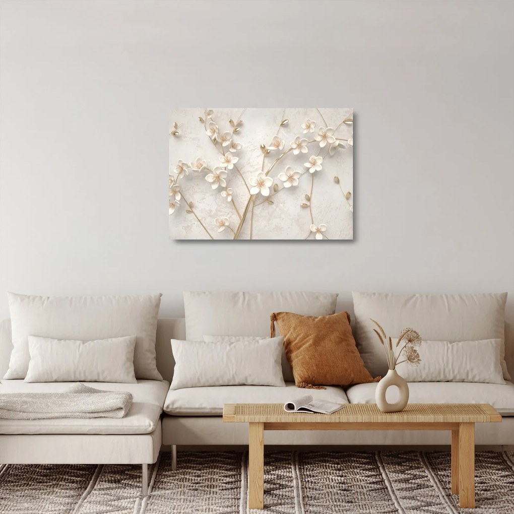Sklenený obraz - Zlatý kvet - abstraktné (70x50 cm)