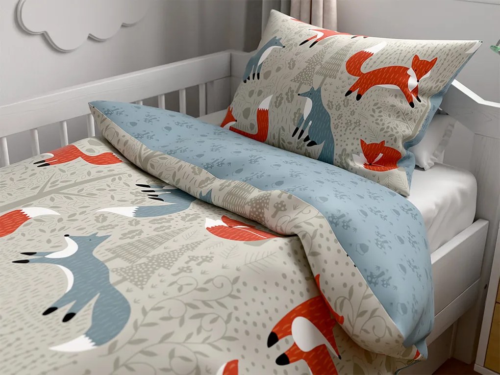 Krepové obliečky do postieľky Renforcé FOXIVA sivé Rozmer obliečky: 45 x 65 cm | 90 x 140 cm