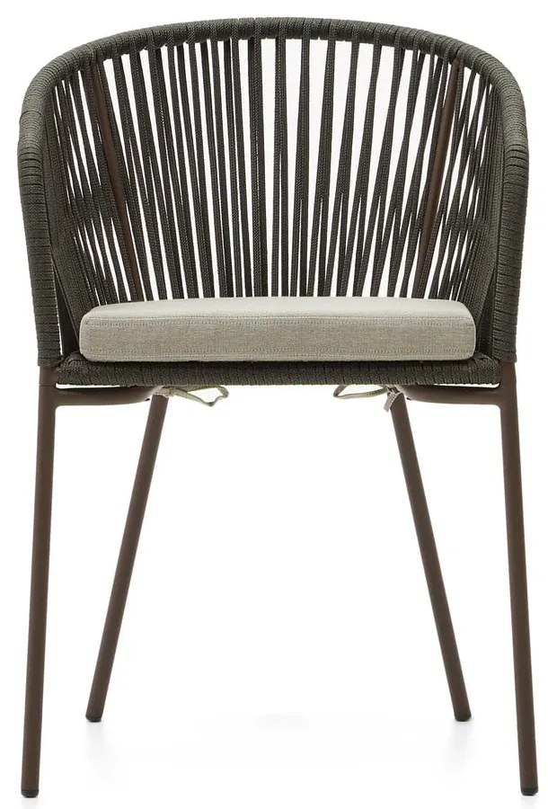 Zelená kovová/polstrovaná záhradná stolička Yanet – Kave Home