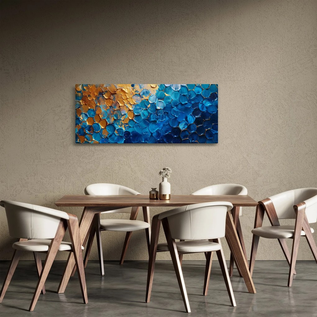 Obraz - Modrozlatá maľba (120x50 cm)