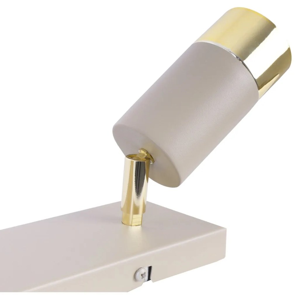 Bodové svietidlo Hugo, 3x béžové/zlaté kovové tienidlo, (možnosť polohovania)