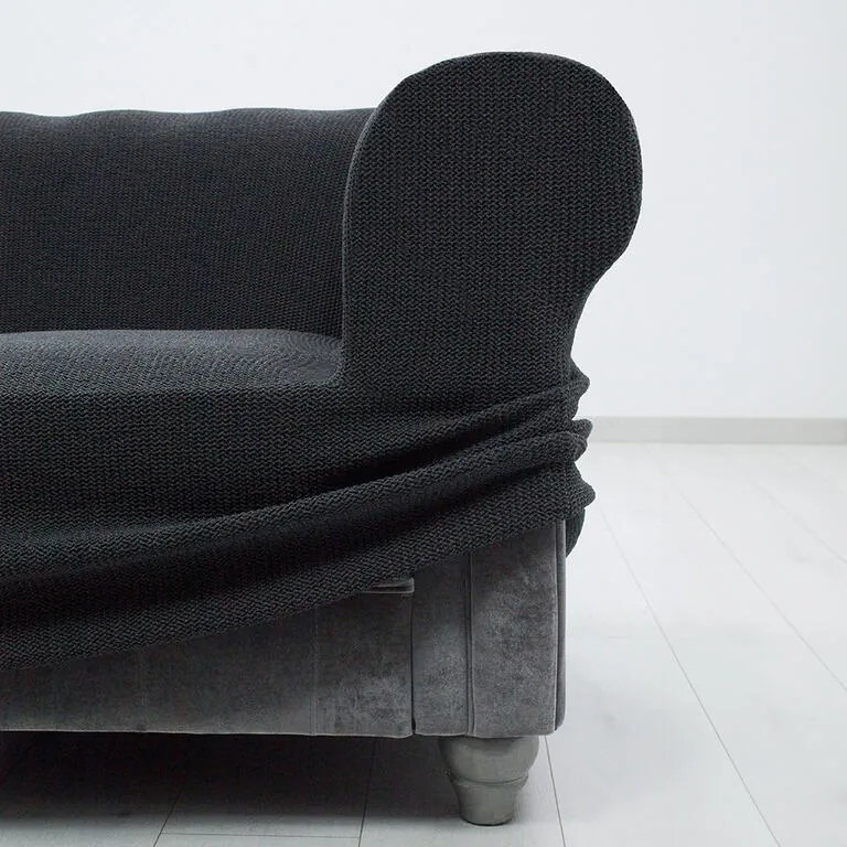 Super strečové poťahy HARMONIA antracitová trojkreslo (š. 180 - 230 cm)