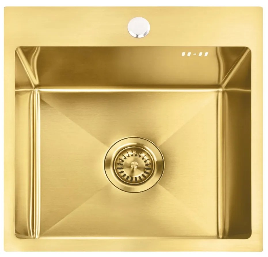 Rea Leo, 1-komorový oceľový drez 400x450x185 mm, zlatá matná, ZLE-06001