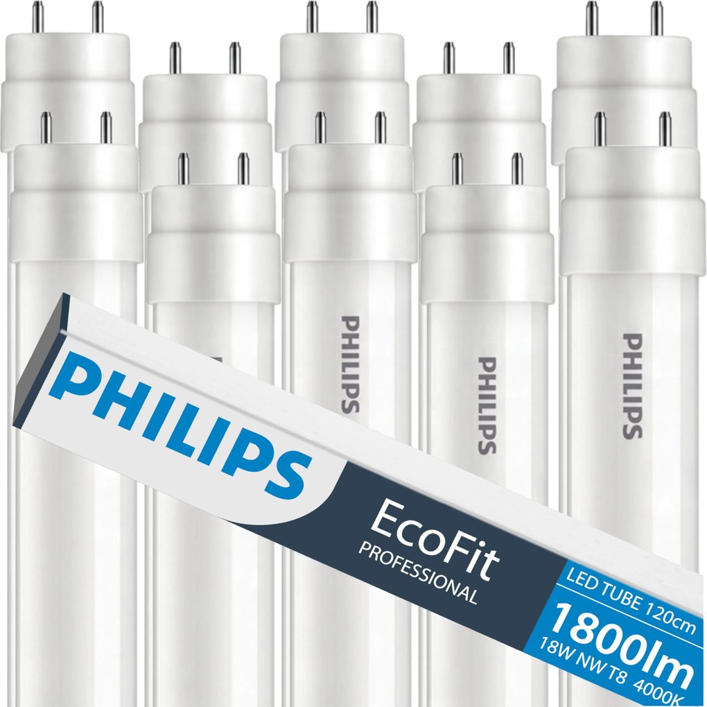 SADA 10x LED trubicové svetlo 120cm 18W 4000K 1800lm G13 Philips Neutral