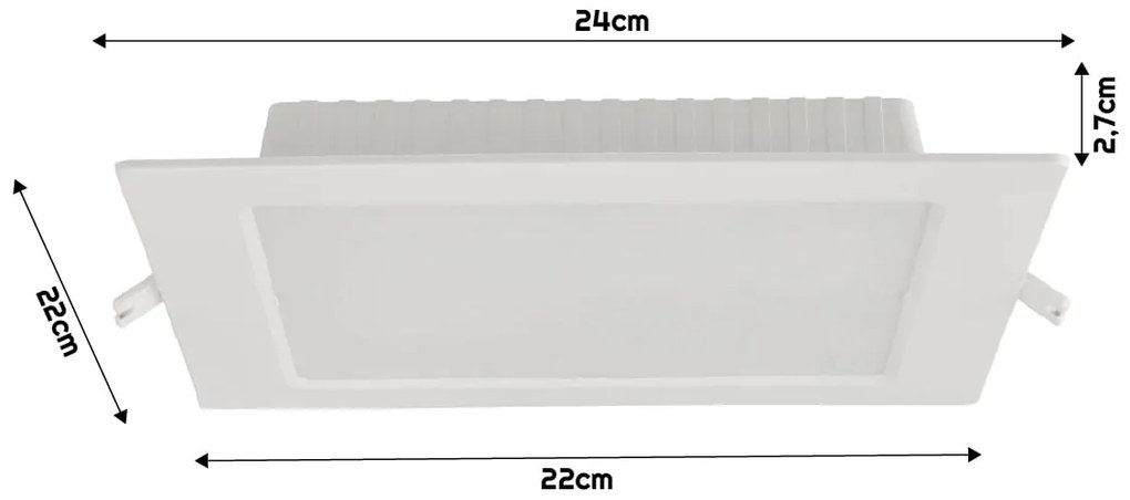 BERGE Štvorcový LED pabel zapustený - biely - 18W - PC - neutrálna biela