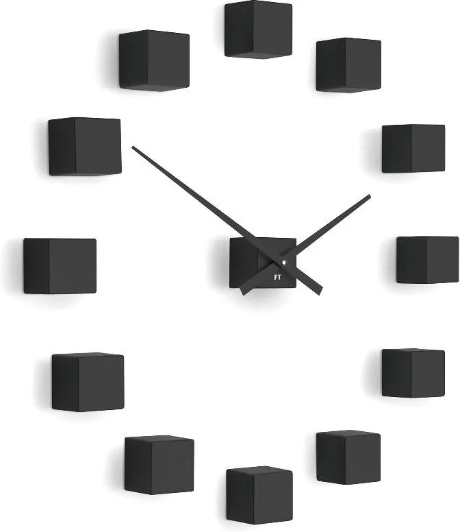 Designové nástěnné nalepovací hodiny Future Time FT3000BK Cubic black