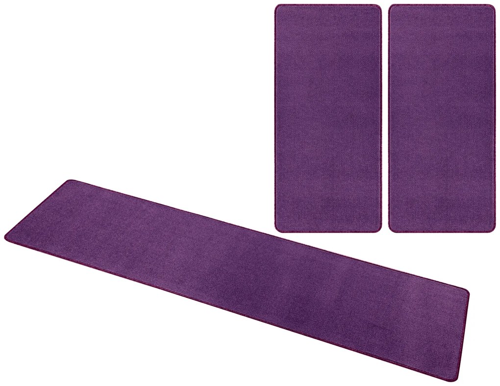 Hanse Home, Kobercová sada Nasty 101150 Purple, 3 diely: 70x140 cm (2x), 70x240 cm (1x), fialová, spálňa