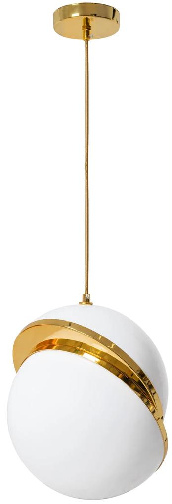 Toolight, závesná stropná lampa akrylová guľa 1xE27 APP481-1CP, biela-zlatá, OSW-00598