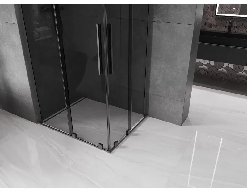 Mexen Velar L Duo, sprchový kút s posuvnými dverami 100 x 90 cm, 8mm šedé sklo, brúsený grafit, 871-100-090-02-43-95