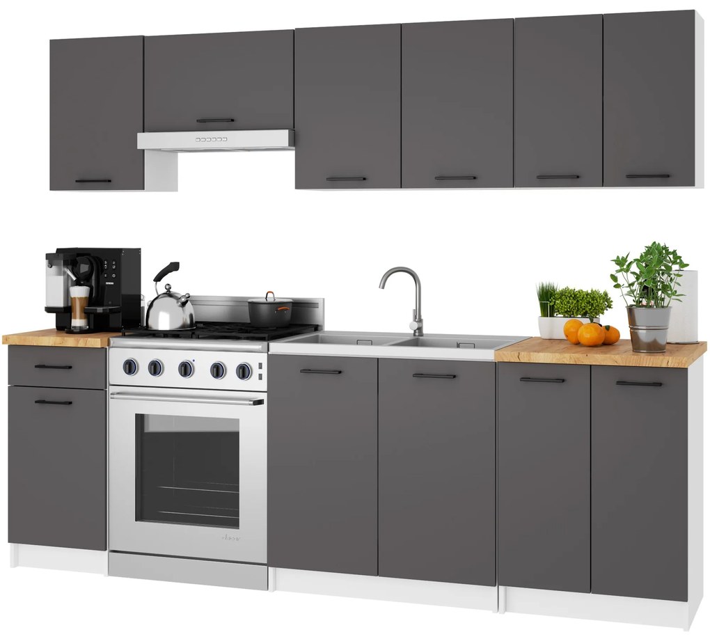 Kuchynská skrinka OLIVIE 50x85 cm matná biela/matná grafitovo šedá/dub prírodný