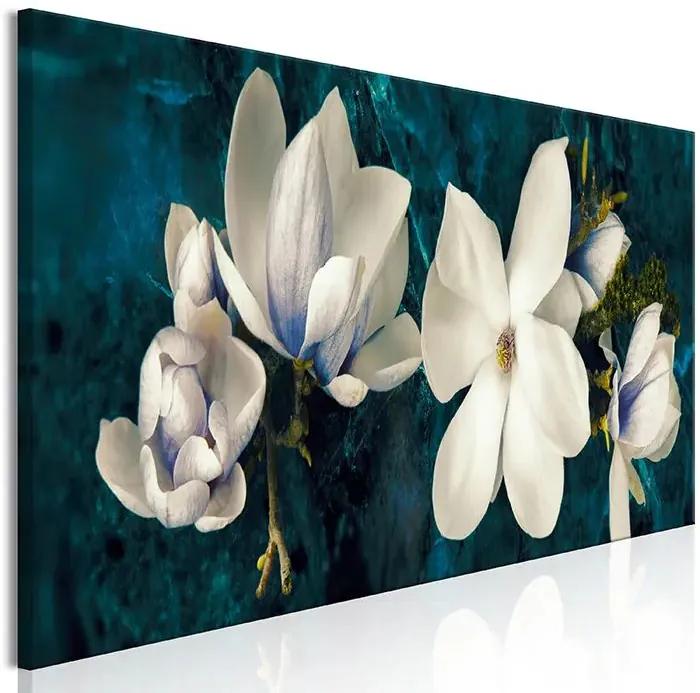 Obraz - Avant-Garde Magnolia (1 Part) Narrow Turquoise Veľkosť: 120x40, Verzia: Na talianskom plátne