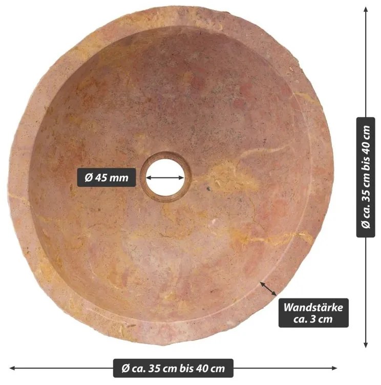 Umývadlo z prírodného kameňa Savona, Ø 35 - 40 cm