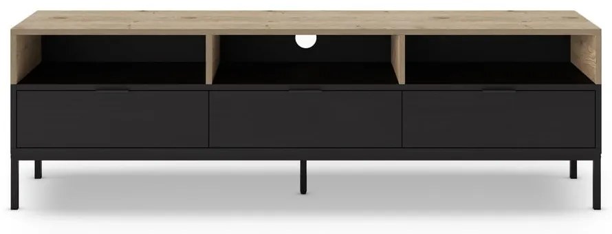 TV stolík v dekore duba v čierno-prírodnej farbe 180x55 cm Marion – Marckeric
