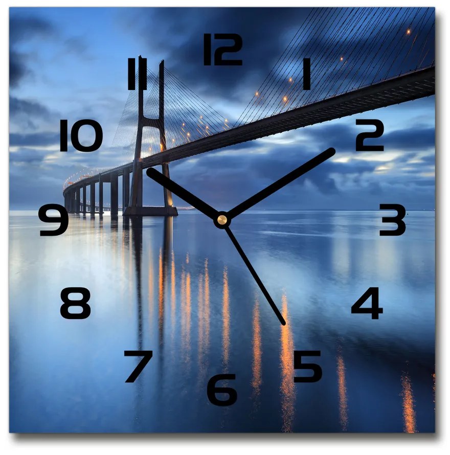 Sklenené hodiny štvorec Osvetlený most pl_zsk_30x30_c-f_48644304