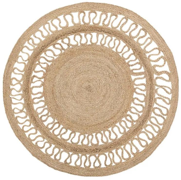 Okrúhly jutový koberec ø 120 cm béžový DIKILI Beliani