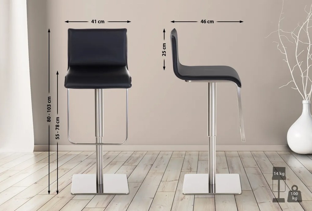 Barová stolička Limon nerez - Čierna