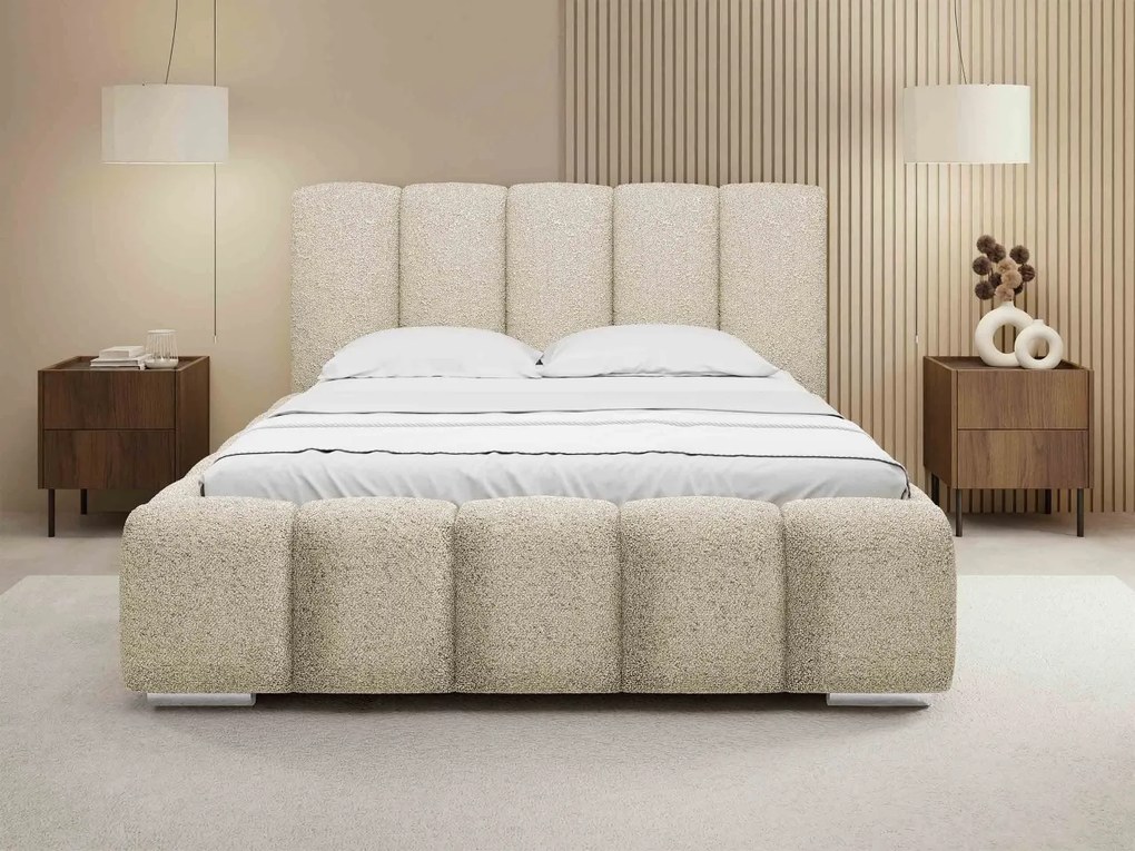 Čalúnená manželská posteľ Lisko Boucle, Rozmer postele: 140x200, Farby: Abriamo 04