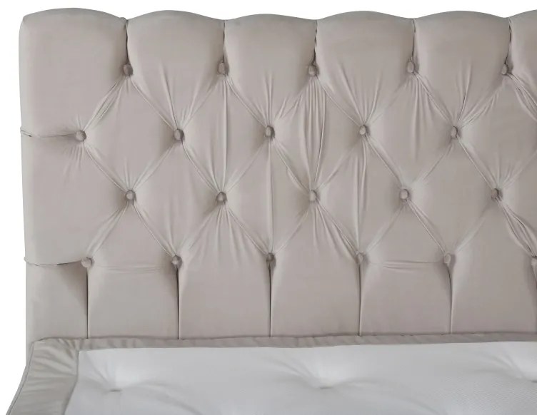 Vansbro 120 polohovateľná boxspring posteľ béžový zamat čelo Sarna