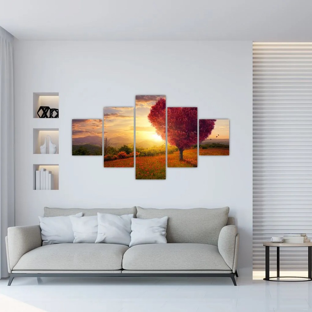 Obraz stromu v tvare srdca (125x70 cm), 40 ďalších rozmerov