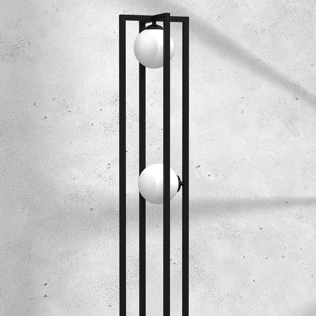 Stojacia lampa Diego, 2x biele sklenené tienidlo, b