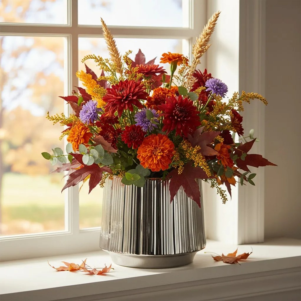 Keramický obal na květináč Cove 22 cm stříbrný