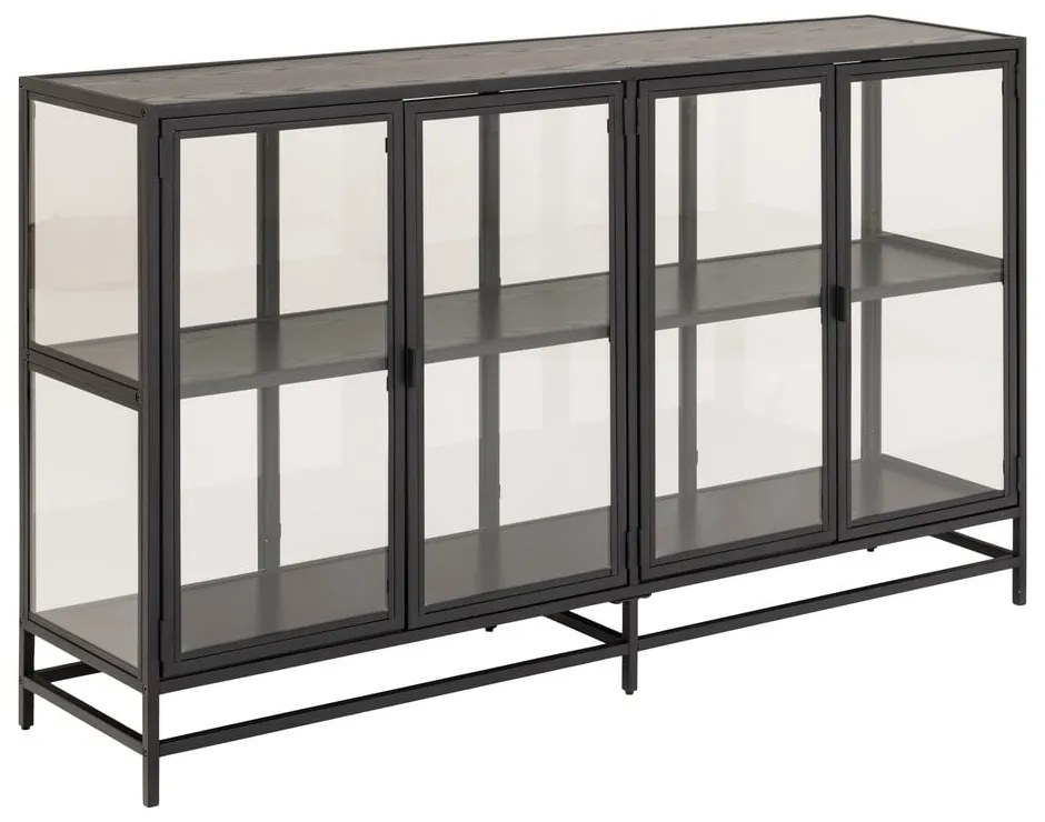Čierna vitrína v dekore jaseňa 152x86 cm Seaford – Actona