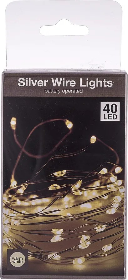 Svetelný drôt teplá biela, 40 LED