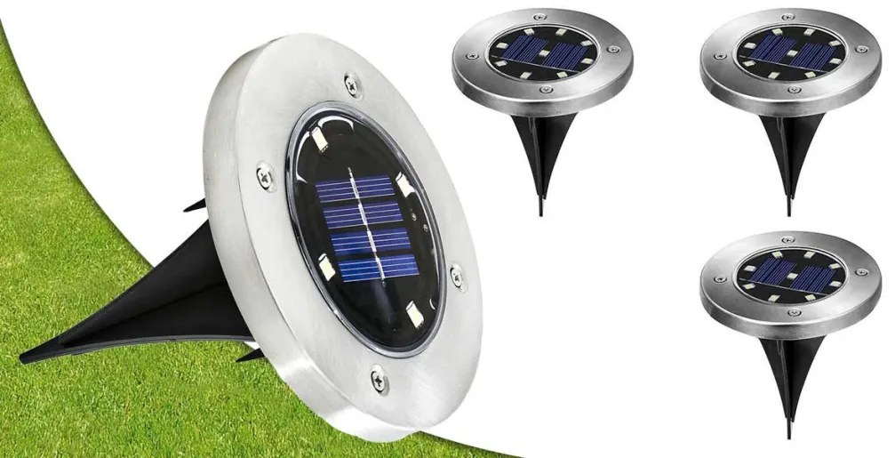 Zabudovateľné vonkajšie solárne svietidlo, 4 ks