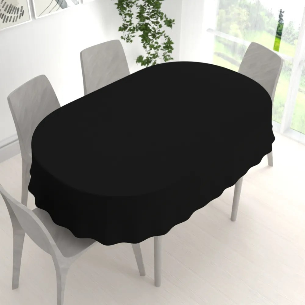 Biante Dekoračný oválny obrus Rongo RG-014 Čierny 140x200 cm