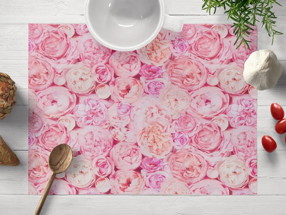 Biante Dekoračné prestieranie na stôl Leona LN-086 Ružové a krémové pivonky 35x45 cm