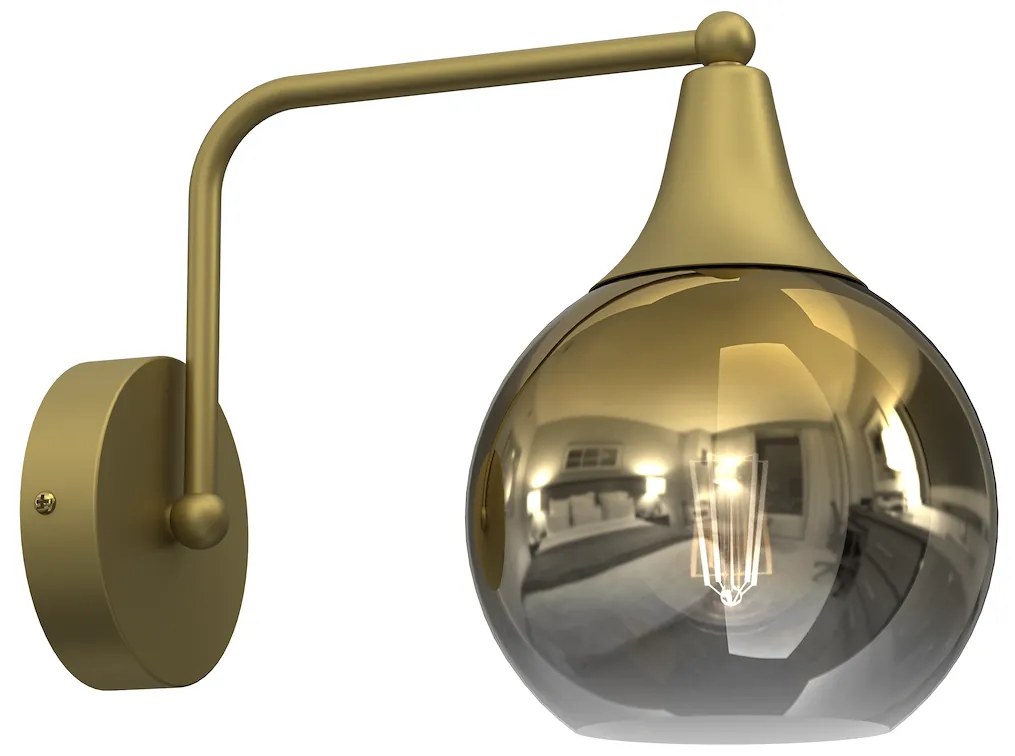 Nástenné svietidlo Monte, 1x zlaté sklenené tienidlo, g