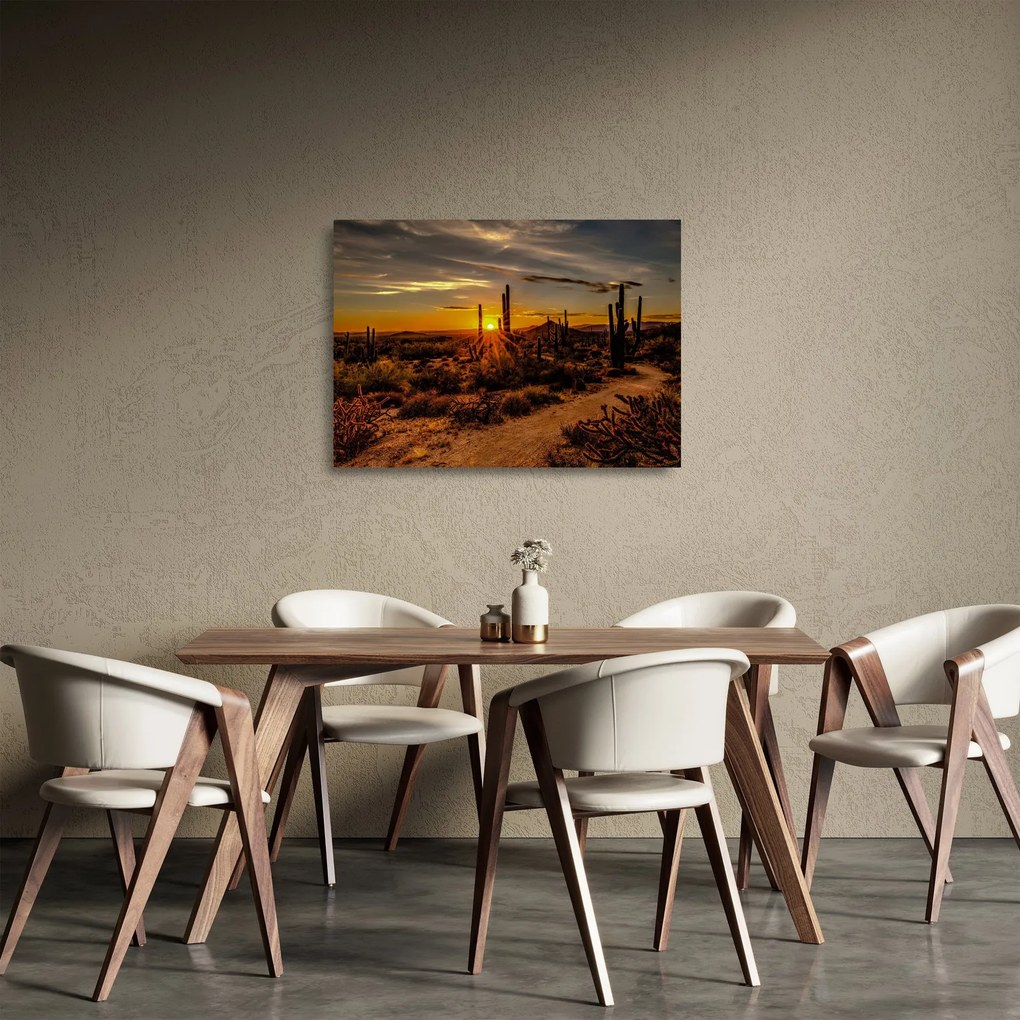 Sklenený obraz - Koniec dňa v arizonskej púšti (70x50 cm)