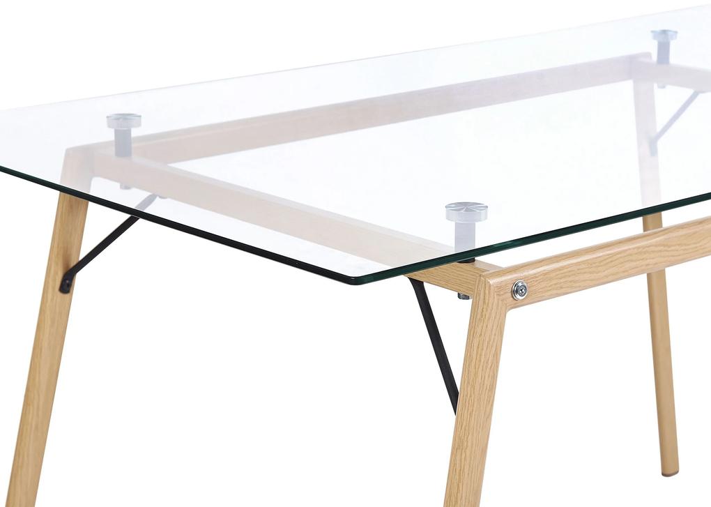 Jedálenský stôl so sklenenou doskou 140 x 80 cm svetlé drevo KAMINA Beliani